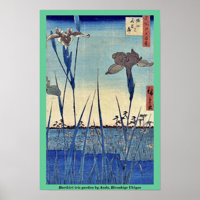 Horikiri iris garden by Ando, Hiroshige Ukiyoe Poster (Front)