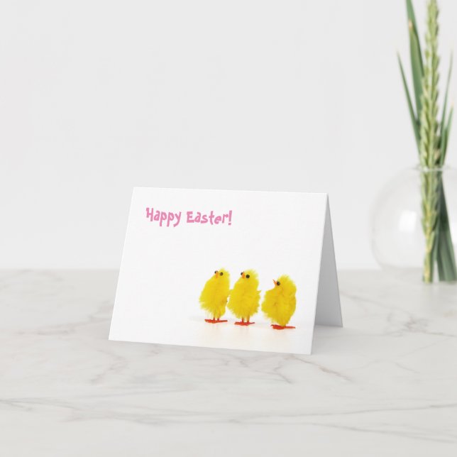 Horiz. - "Happy Easter" Baby Chicks Holiday Card (Front)