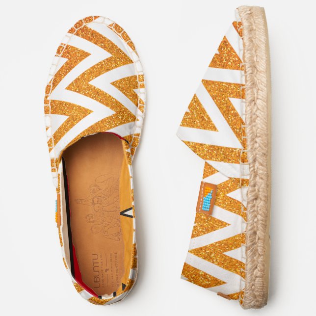 Horiz Zigzag Faux Copper Glitter Pic Pattern, ZEA Espadrilles (Side)