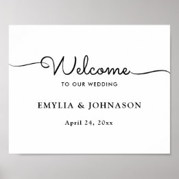 Horizental Minimalist Elegant Script Wedding Sign