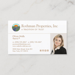 Horizon Logo Real Estate Agent Photo Business Card