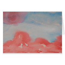 Horizon Red And Blue Watercolor Abstract Landscape