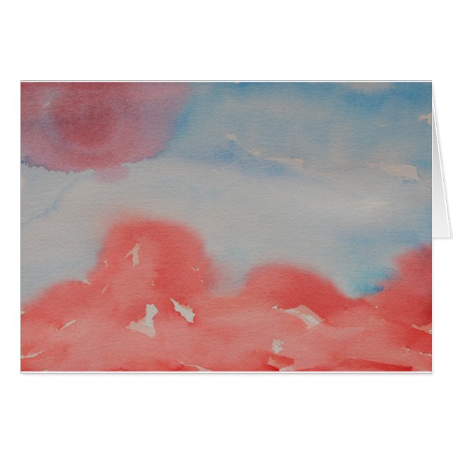 Horizon Red And Blue Watercolor Abstract Landscape (Front Horizontal)