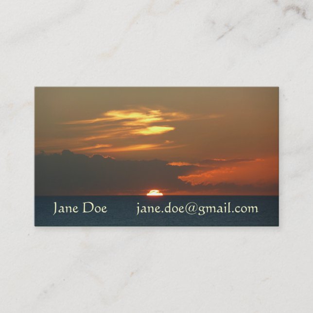 Horizon Sunset Colorful Seascape Photography Business Card (Front)