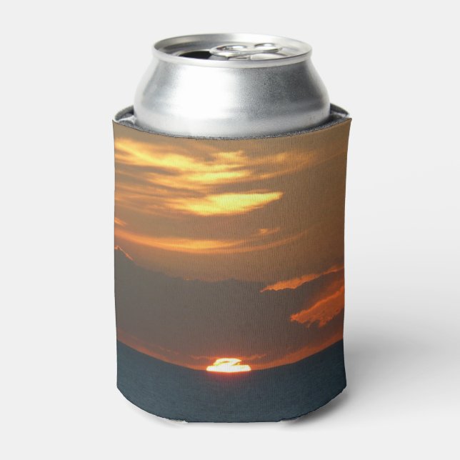 Horizon Sunset Colorful Seascape Photography Can Cooler (Can Front)