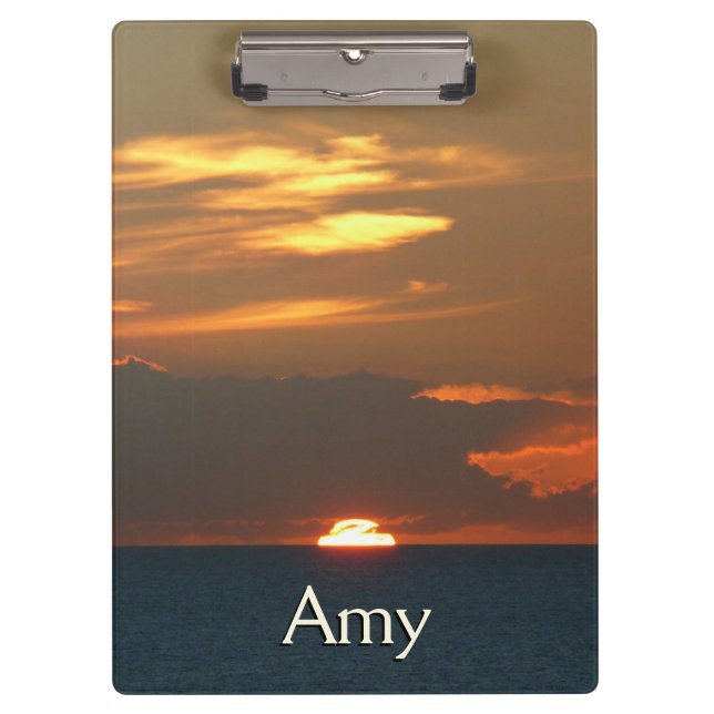 Horizon Sunset Colorful Seascape Photography Clipboard (Front)