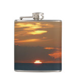 Horizon Sunset Colorful Seascape Photography Hip Flask