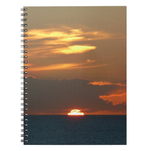 Horizon Sunset Colorful Seascape Photography Notebook (Front)