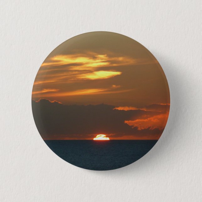 Horizon Sunset Colorful Seascape Photography Pinback Button (Front)