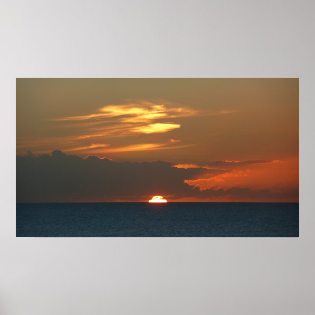 Horizon Sunset Colorful Seascape Photography Poster (Front)