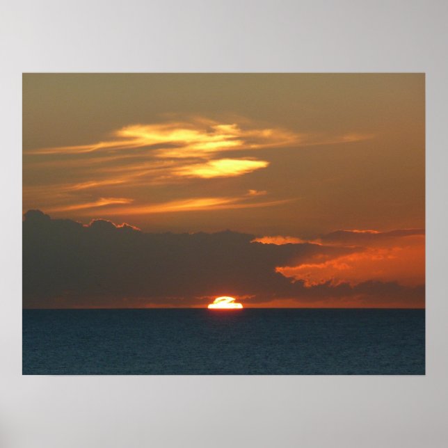 Horizon Sunset Colorful Seascape Photography Poster (Front)