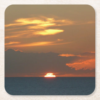 Horizon Sunset Colorful Seascape Photography Square Paper Coaster