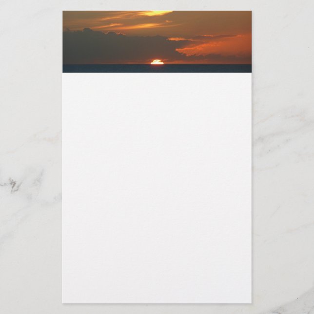 Horizon Sunset Colorful Seascape Photography Stationery (Front)