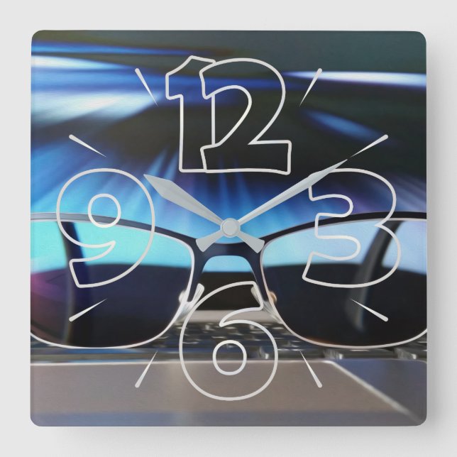 Horizon through glasses square wall clock (Front)