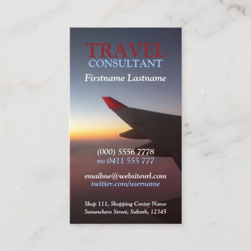 Customizable Horizon Travel Flight Business Card