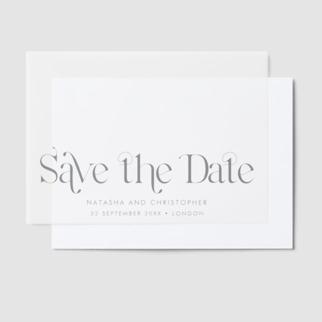 Horizontal Art Deco Save the Date Overlay Vellum Invitations (Offset)
