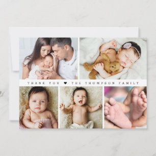 Horizontal Baby Girl Photo Collage Shower Thank You Card