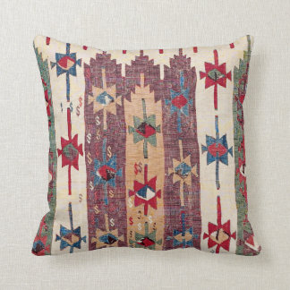 Horizontal Band Kilim Purple Green Bands Throw Pillow