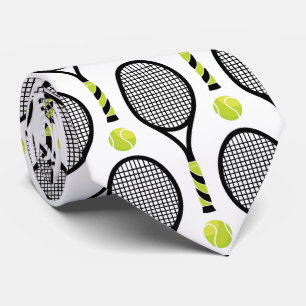 🎾Horizontal Black and green tennis🎾 white  Neck Tie