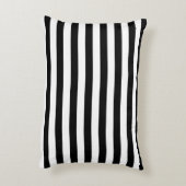 Horizontal Black and White Stripe Pattern Decorative Pillow (Back(Vertical))
