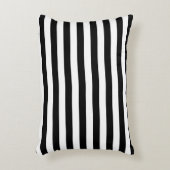 Horizontal Black and White Stripe Pattern Decorative Pillow (Front(Vertical))