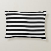 Horizontal Black and White Stripe Pattern Decorative Pillow (Back)