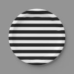 Horizontal Black and White Stripe Pattern Paper Plates