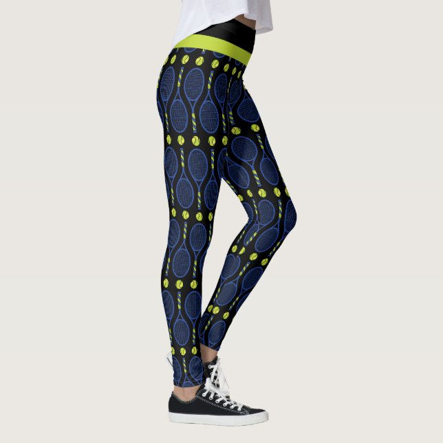 🎾Horizontal blue, green, black tennis🎾 Leggings (Right)
