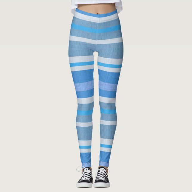 Horizontal Blue Shades Leggings (Front)