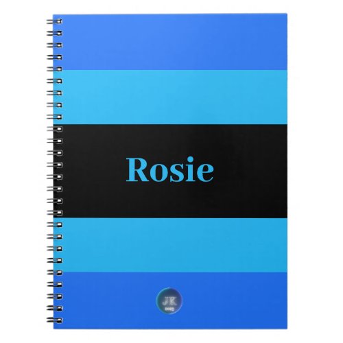 Horizontal Blue Stripes Monogram Notebook JK 2023