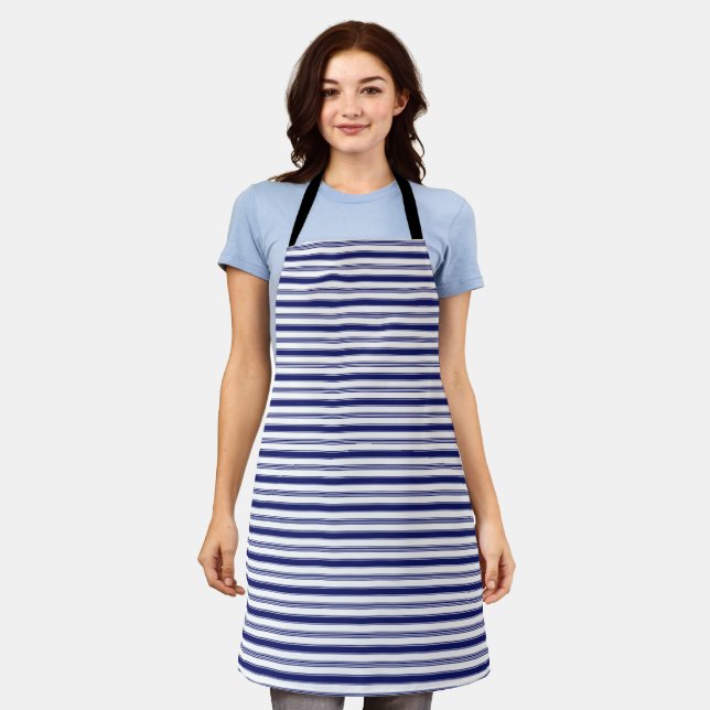 Horizontal Blue & White Stripes Apron (Worn)
