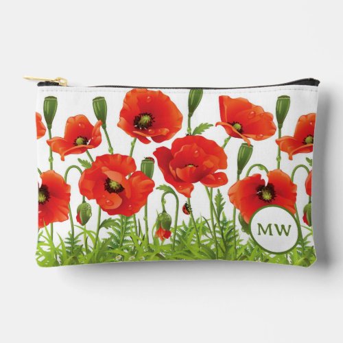 Horizontal border with red poppy accessory pouch