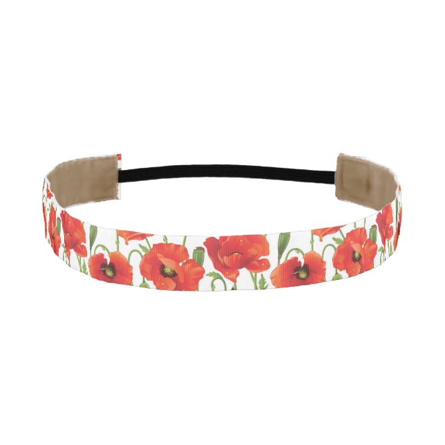 Horizontal border with red poppy athletic headband (Front)