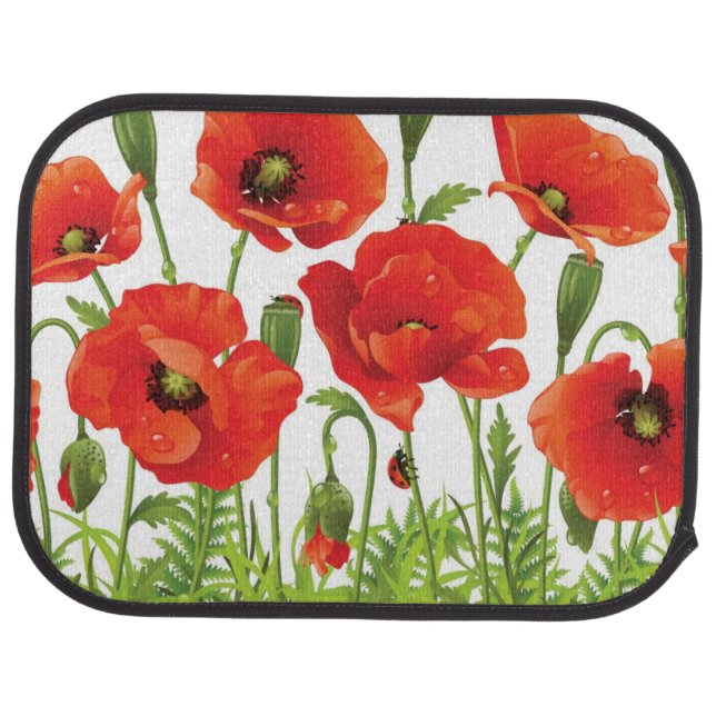 Horizontal border with red poppy car mat (Rear)