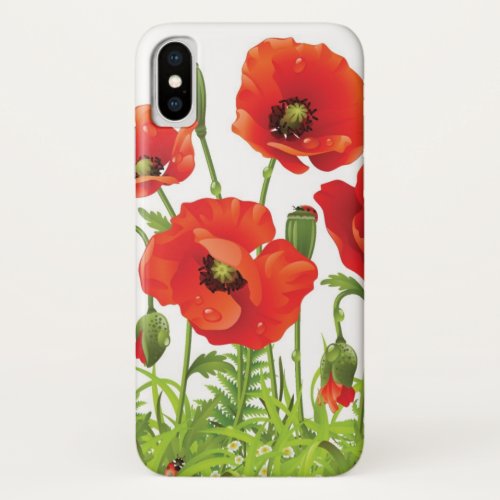 Horizontal border with red poppy iPhone x case