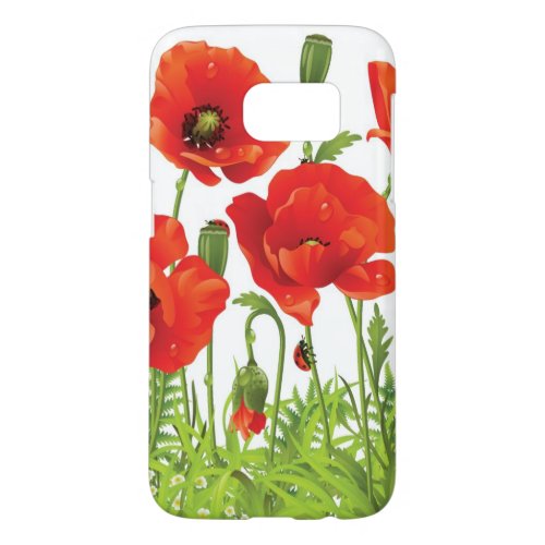 Horizontal border with red poppy samsung galaxy s7 case