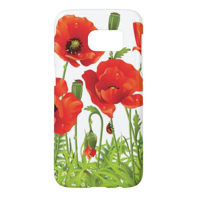 Horizontal border with red poppy Case-Mate samsung galaxy case (Back)