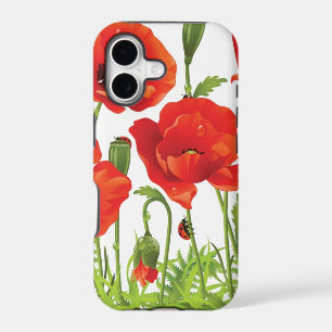 Horizontal border with red poppy iPhone 17 case