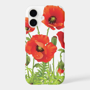 Horizontal border with red poppy iPhone 17 case