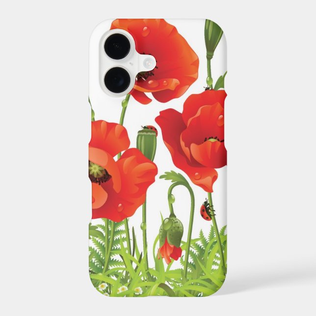 Horizontal border with red poppy iphone case (Back)
