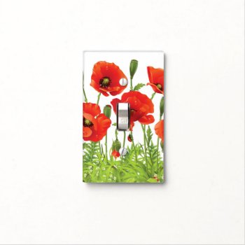Horizontal Border With Red Poppy Light Switch Cover by boutiquey at Zazzle