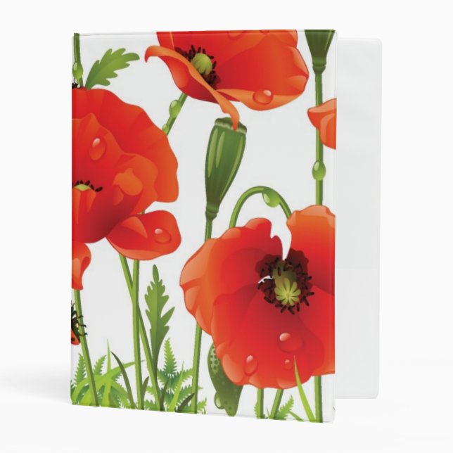 Horizontal border with red poppy mini binder (Front/Inside)