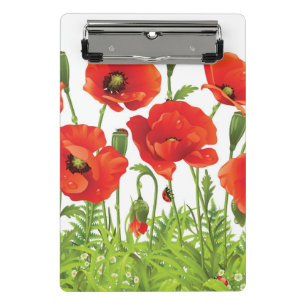 Horizontal border with red poppy mini clipboard