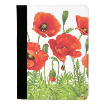 Horizontal Border With Red Poppy Padfolio by boutiquey at Zazzle