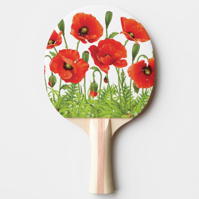 Horizontal border with red poppy Ping-Pong paddle (Front)