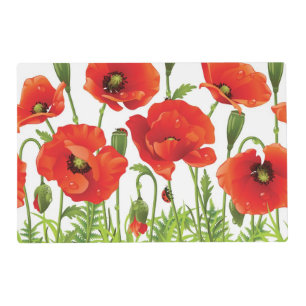 Horizontal border with red poppy placemat