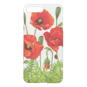 Horizontal border with red poppy iPhone 8 plus/7 plus case
