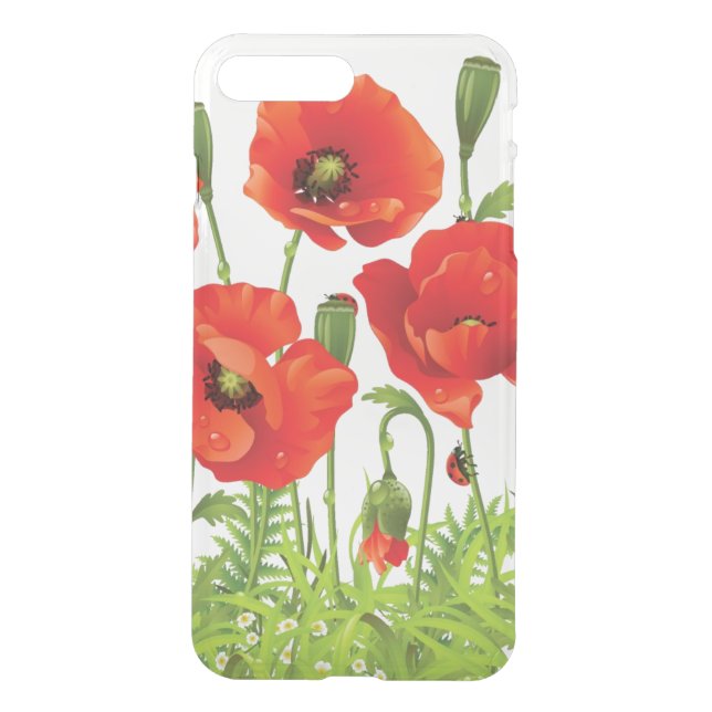 Horizontal border with red poppy uncommon iPhone case (Back)