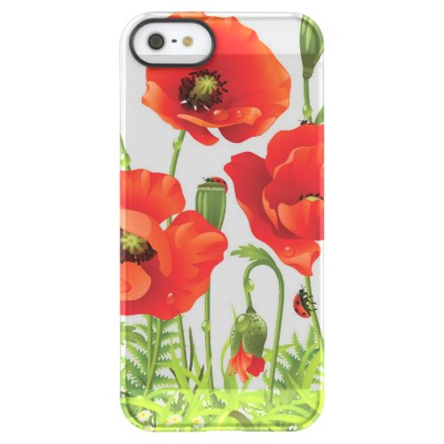 Horizontal border with red poppy permafrost iPhone SE55s case