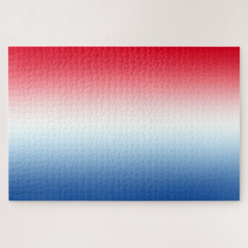 Horizontal Bright Red White and Blue Ombre Jigsaw Puzzle